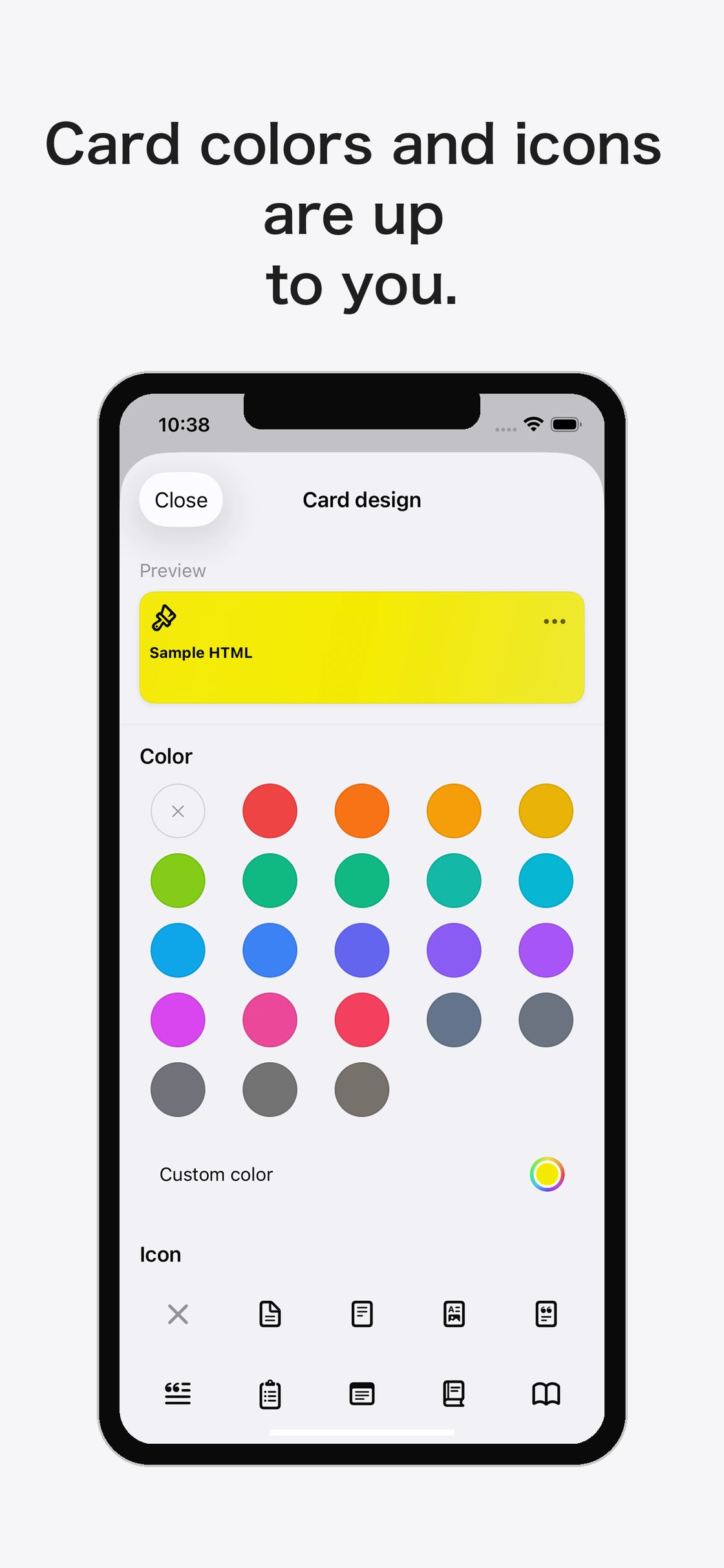 HTMLCollection: Choosing a card color and icon
