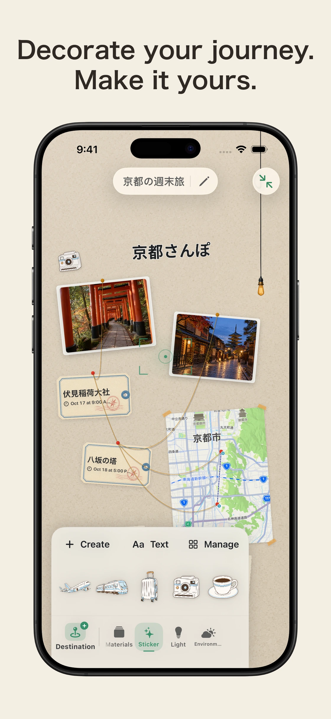 TravelBoard: Decorating a travel board with stickers